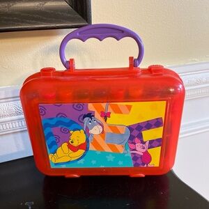 Vtg NEW w/interior seal RARE Winnie the pooh stationary markers & ink stamp box